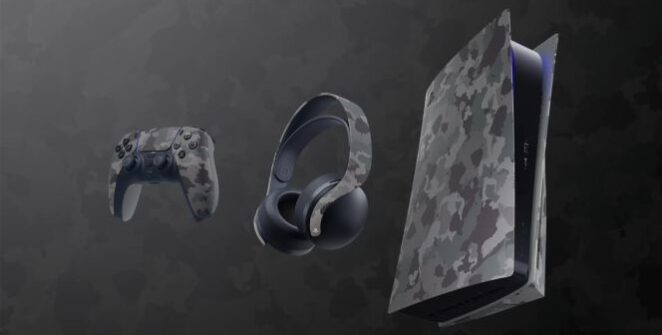 La collection Grey Camouflage comprend une manette DualSense, un casque Pulse 3D et des coques pour la PlayStation 5.